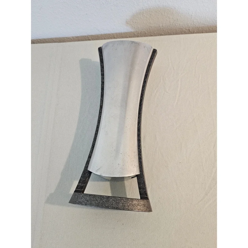 Nambe Neil Cohen MT0338 Silver Alloy and Dark Metal Flared Vase 2010 Modern